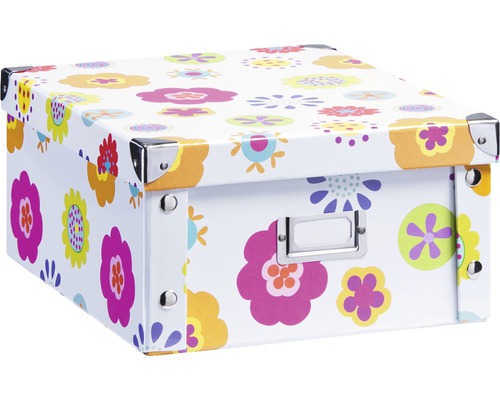 Dekorative Aufbewahrungsbox mit Blumendekor und Metallecken