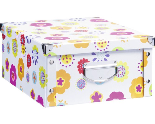 Dekorative Aufbewahrungsbox mit Blumendesign und Metallecken