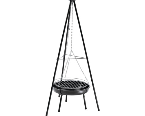 Schwenkgrill Holzkohlegrill höhenverstellbar emailierter Feuerschüssel schwarz Ø 50 H 162 cm