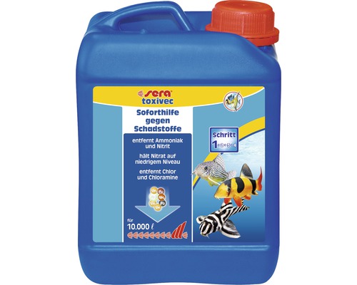 Wasserwertkorrektur sera toxivec 2.500 ml, entfernt Ammoniak und Nitrit für bis zu 10.000 l Wasserwertkorrektur sera toxivec 2.500 ml, entfernt Ammoniak und Nitrit für bis zu 10.000 l
