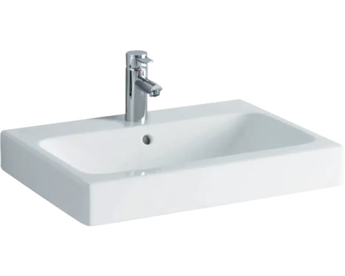 GEBERIT Aufsatzwaschtisch iCon 75 cm weiß mit KeraTect® Spezialglasur 124575600 Weißes Aufsatzwaschbecken mit Armatur