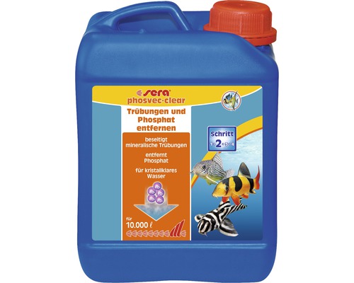 Wasserwertkorrektur sera phosvec.clear 2.500 ml, Trübung und Phosphat entfernen für bis zu 10.000 l Wasserwertkorrektur sera phosvec.clear 2.500 ml, Trübung und Phosphat entfernen für bis zu 10.000 l