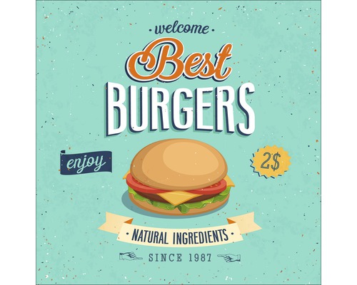 Glasbild Best Burgers 30x30 cm GLA933