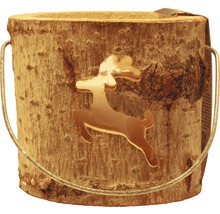 Dekorative Holzlaterne mit Hirschmotiv und Metallhenkel