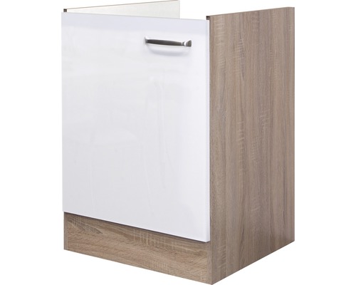 Flex Well Spülenschrank Valero BxTxH 50x57x82 cm Frontfarbe weiß hochglanz Anschlag reversibel (links oder rechts montierbar)