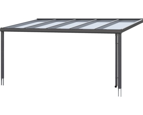 Terrassenüberdachung mit Aluminiumrahmen und transparentem Dach