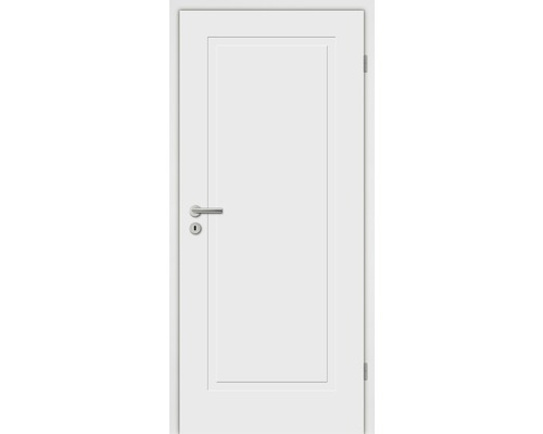 Weiße Innentür mit Rahmen, Türgriff und Schloss