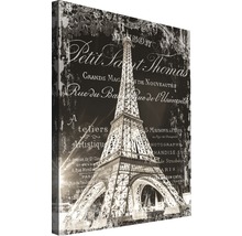 Gemälde mit Eiffelturm und Schriftzug