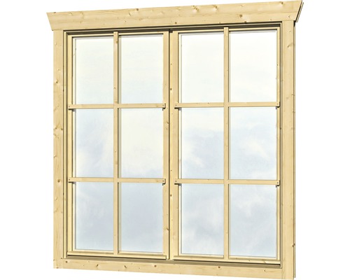 Doppelfenster für Gartenhaus 28 mm SKAN HOLZ 2x57,5x123,5 cm natur