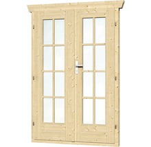 Doppeltür für Gartenhaus 28 mm SKAN HOLZ vollverglast 123,4x193 cm natur-thumb-0