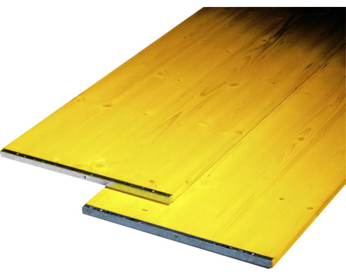 Vielzweckplatte Fichte mit Kantenschutz 20x500x1500 mm Gelbe Schalungsplatten aus Holz mit Metalleinfassung