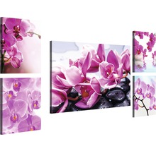 Mehrteiliges Wandbild mit Orchideenmotiven auf Leinwand