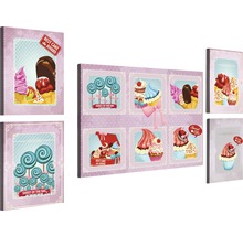 Mehrteiliges Wandbild mit Süßigkeitenmotiven