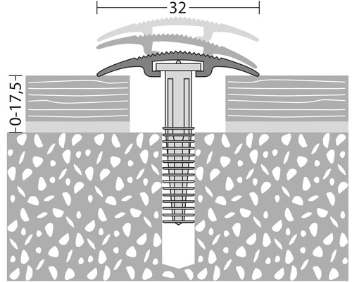 Profilleiste Querschnitt mit Befestigung, Breite 32 Millimeter