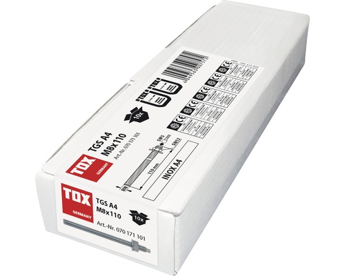 Verpackung mit zehn Schwerlastankern, Bolzenanker aus Edelstahl A4, Größe M8x110