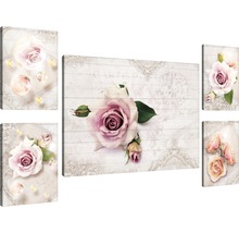Mehrteiliges Wandbild mit Rosenmotiv auf Leinwand