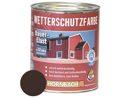 HORNBACH Holzfarbe Wetterschutzfarbe dunkelbraun 750ml Wetterschutzfarbe im Farbtopf mit Farbbeispiel