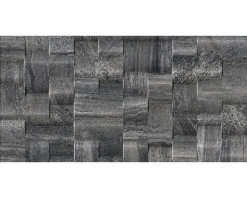 Feinsteinzeug Dekorfliese Portman antrazith 32 x 62,5 cm Dekorfliesen aus Naturstein mit reliefartiger Oberfläche