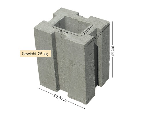 Pfostenfundamentstein 34 x 26,5 x 21,5 cm