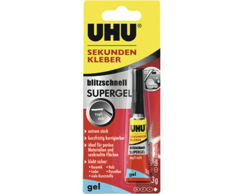 Uhu Sekundenkleber Super Gel, 3 Gramm Packung