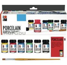 Marabu Porzellanfarben Set mit Farbtiegeln und Pinsel