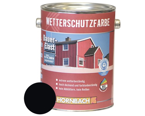 HORNBACH Holzfarbe Wetterschutzfarbe schwarz 2,5 L Dose Wetterschutzfarbe mit Farbbeispiel Schwarz