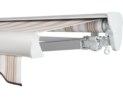 SOLUNA Halbkassettenmarkise Classic 5x3,5 Stoff Dessin 6171 Gestell E6EV1 silber eloxiert Antrieb rechts inkl. Kurbel