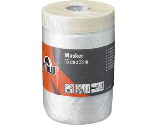 ROXOLID Masker Kreppband mit Folie Krepp beige 55 cm x 33 m Roxolid Masker Abdeckfolie 55 cm x 33 m