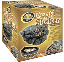 Verpackung eines Zoo Med Repti Shelter 3-in-1 Höhlensystems für Reptilien