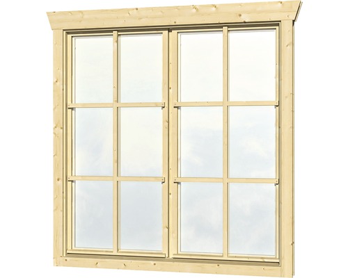 Doppelfenster für Gartenhaus 45 mm SKAN HOLZ 2x57,5x123,5 cm natur