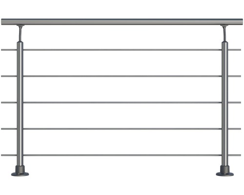 Geländer-Komplettset Pertura Aluminium mit fünf Edelstahlstäben für Bodenmontage B: 1.50 m