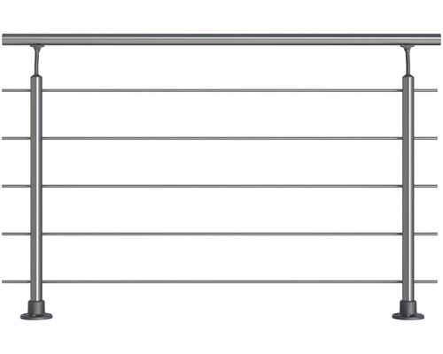 Pertura Silenos Geländer-Komplettset Aluminium mit fünf Edelstahlstäben für Bodenmontage B: 1.50 m