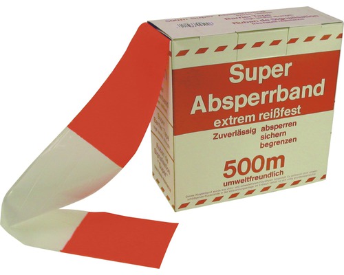 Absperrband Flatterband Warnband rot/weiß 500 m, 80 mm
