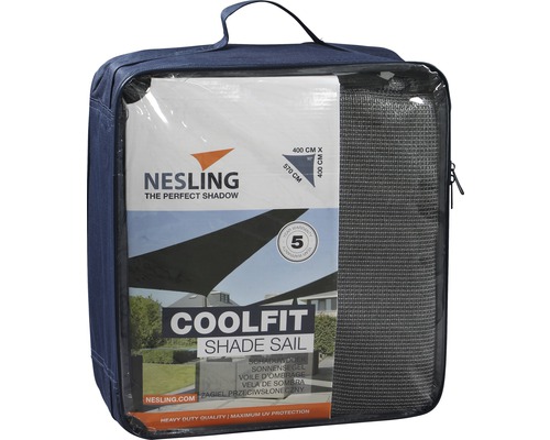 Nesling Dreiecksonnensegel 4,0 x 4,0 x 5,7m,HDPE 285 g/m² wind- und wasserdurchlässig, grau