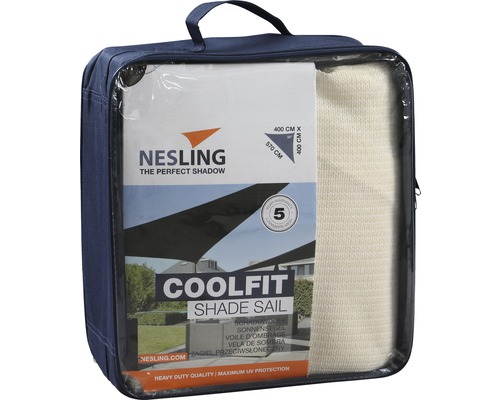 Nesling Dreiecksonnensegel 4,0 x 4,0 x 5,7m,HDPE 285 g/m² wind- und wasserdurchlässig, offwhite