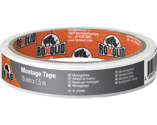 ROXOLID Montage Tape Montageband weiß 19 mm x 1,5 m