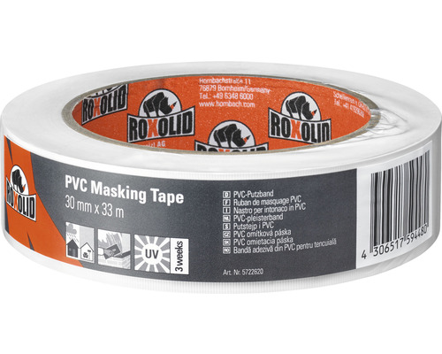 ROXOLID PVC Masking Tape Abdeckband Putzband weiß 30 mm x 33 m