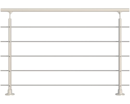 Geländer-Komplettset Pertura Aluminium weiß mit fünf Edelstahlstäben für Bodenmontage B: 1.50 m-0