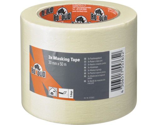 ROXOLID Masking Tape Kreppbandset beige 3 x 30 mm x 50 m-0