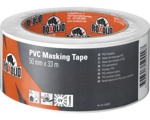 ROXOLID PVC Masking Tape Abdeckband Putzband weiß 50 mm x 33 m
