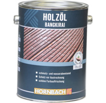 Eine Dose Hornbach Holzöl Bangkirai für den Schutz und die Pflege von Holzoberflächen im Außenbereich.