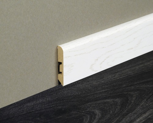 Sockelleiste aus Holz mit Dekorfolie zur Wandmontage