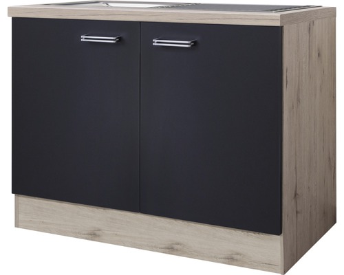 Flex Well Spülenschrank inkl Spüle Santo BxTxH 100 x 60 x 86 cm anthrazit matt zerlegt