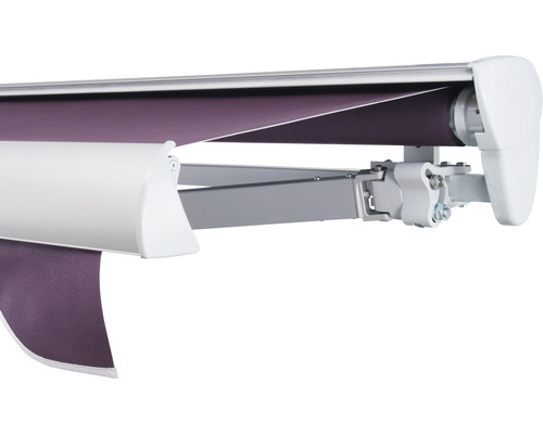 SOLUNA Halbkassettenmarkise Classic 4,5x2,5 Stoff Dessin 7554 Gestell E6EV1 silber eloxiert Antrieb rechts inkl. Motor, Wandschalter