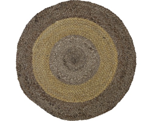 Runder Jute Teppich mit konzentrischen Kreisen