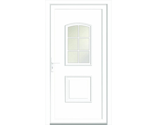 Weiße Haustür mit Glasausschnitt