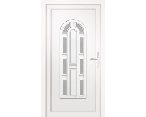 Weiße Haustür mit Glaseinsatz