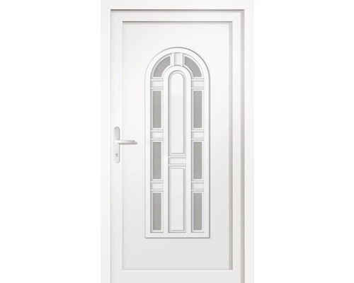 Weiße Haustür mit Glaseinsatz