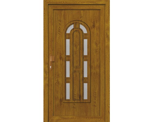 Holztür mit Glaseinsätzen