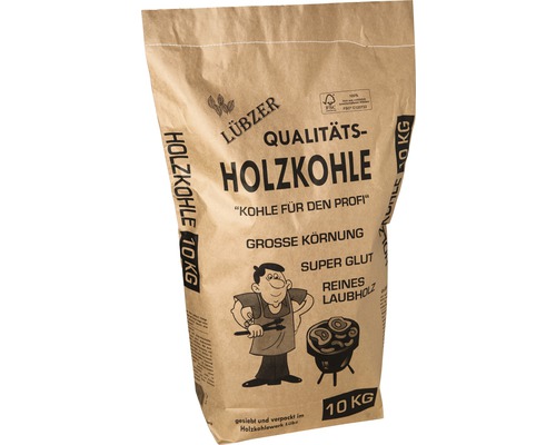 Lübzer Qualitäts-Holzkohle 10 kg mit großer Körnung, reines Laubholz-0